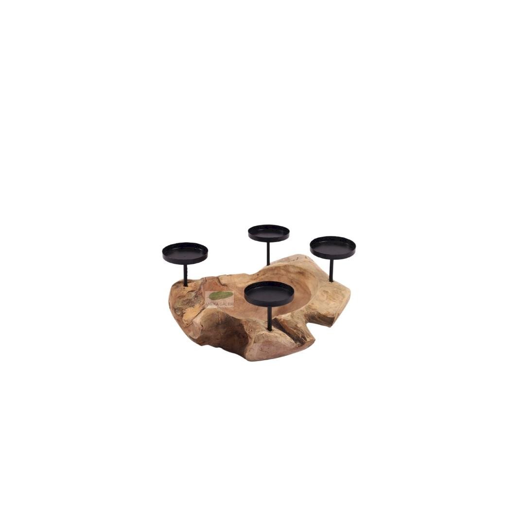 Bowl Candle holder, 4 flat metal Size L,M,S