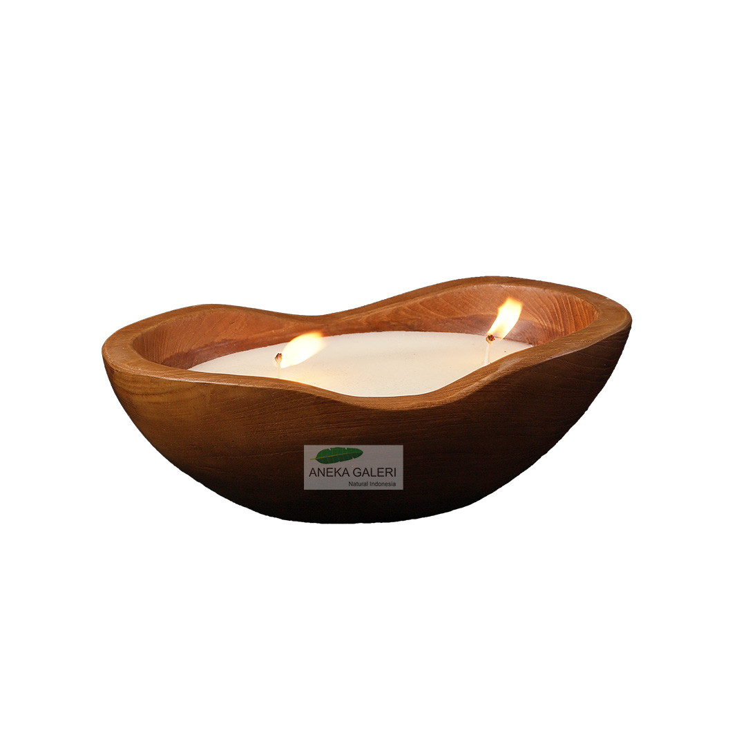 Candle Teak Boat 