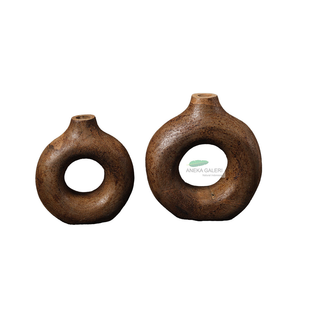 Donat Burn Teak Vase