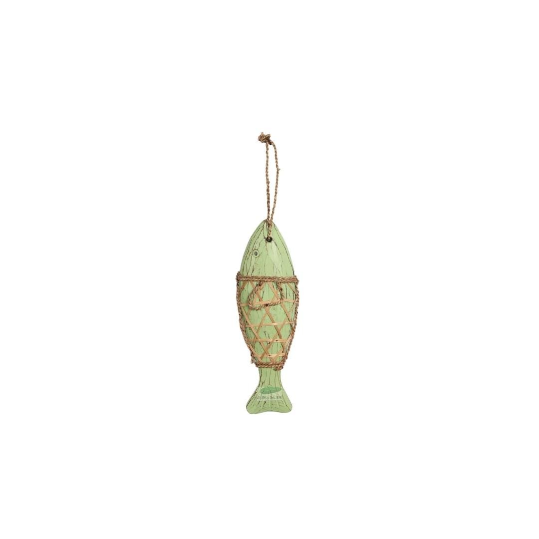 fish M,  soft green, with bamboo net