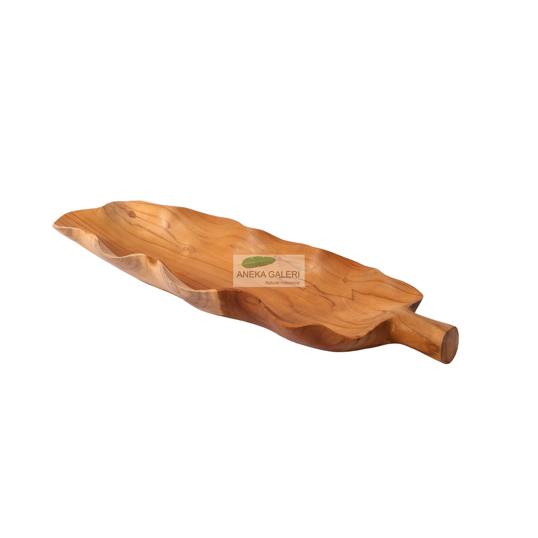 Long Teak Leaf Bowl w/ Handle