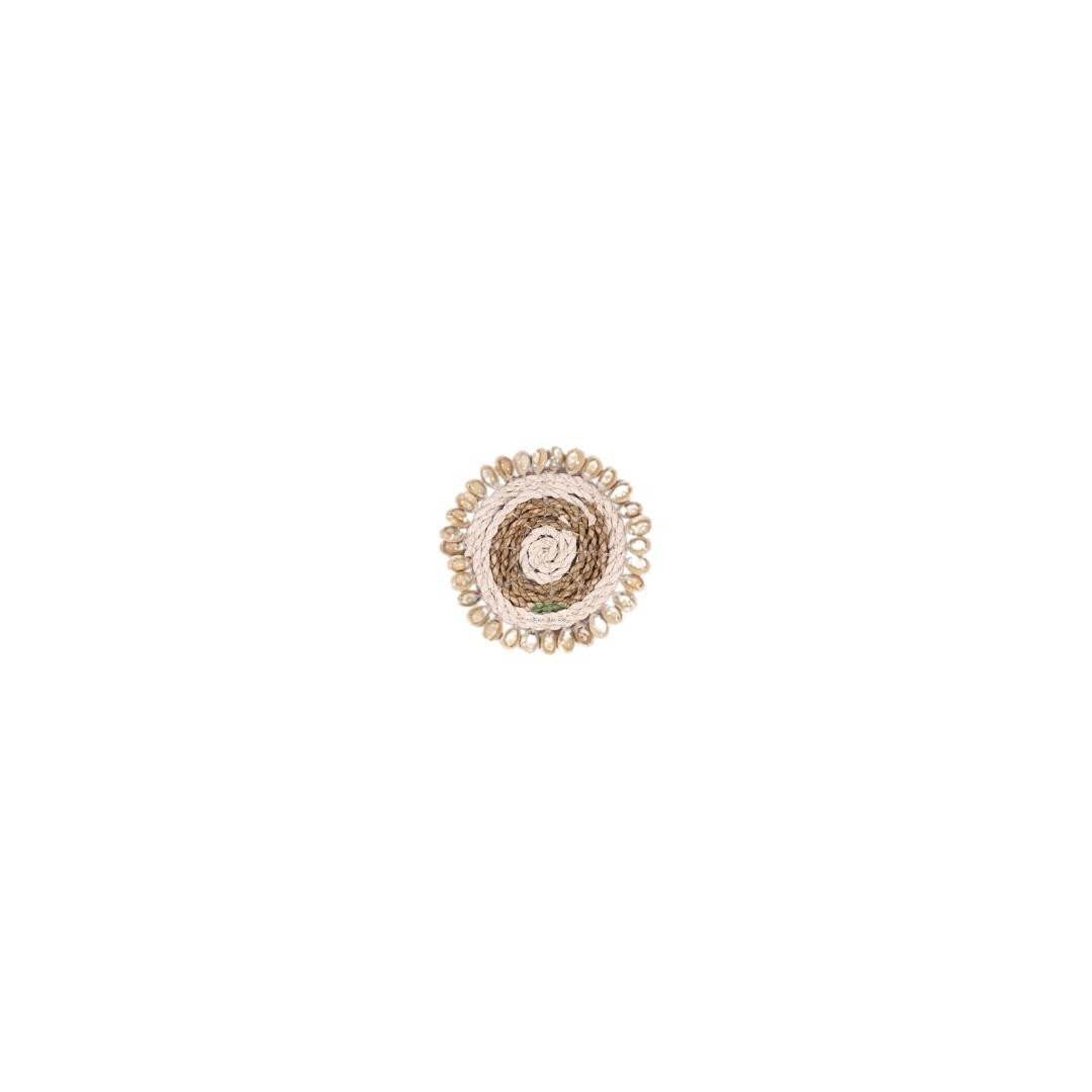 Placemat rafia seagrass, shell dia.14cm