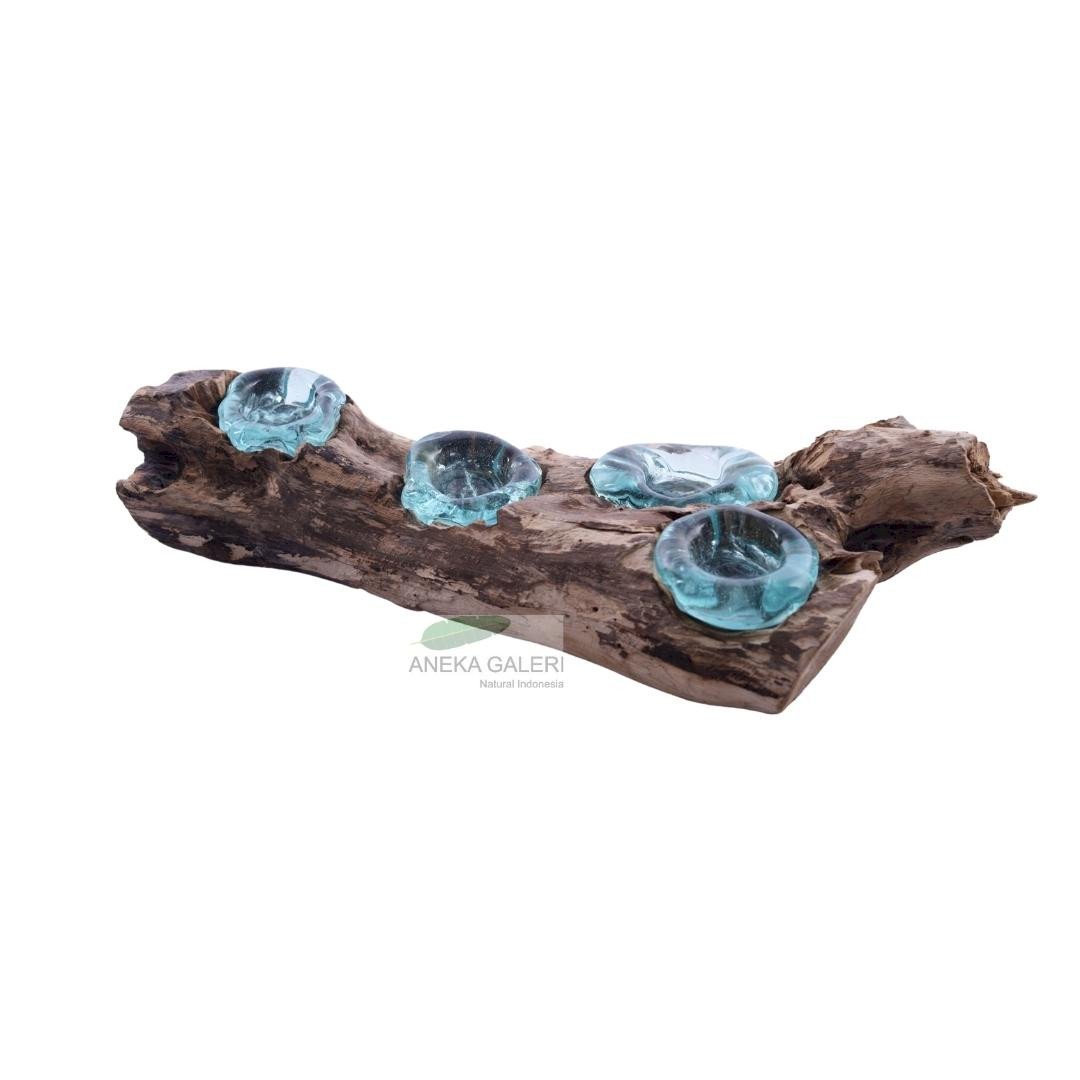 Root Glass 4 candle holders 