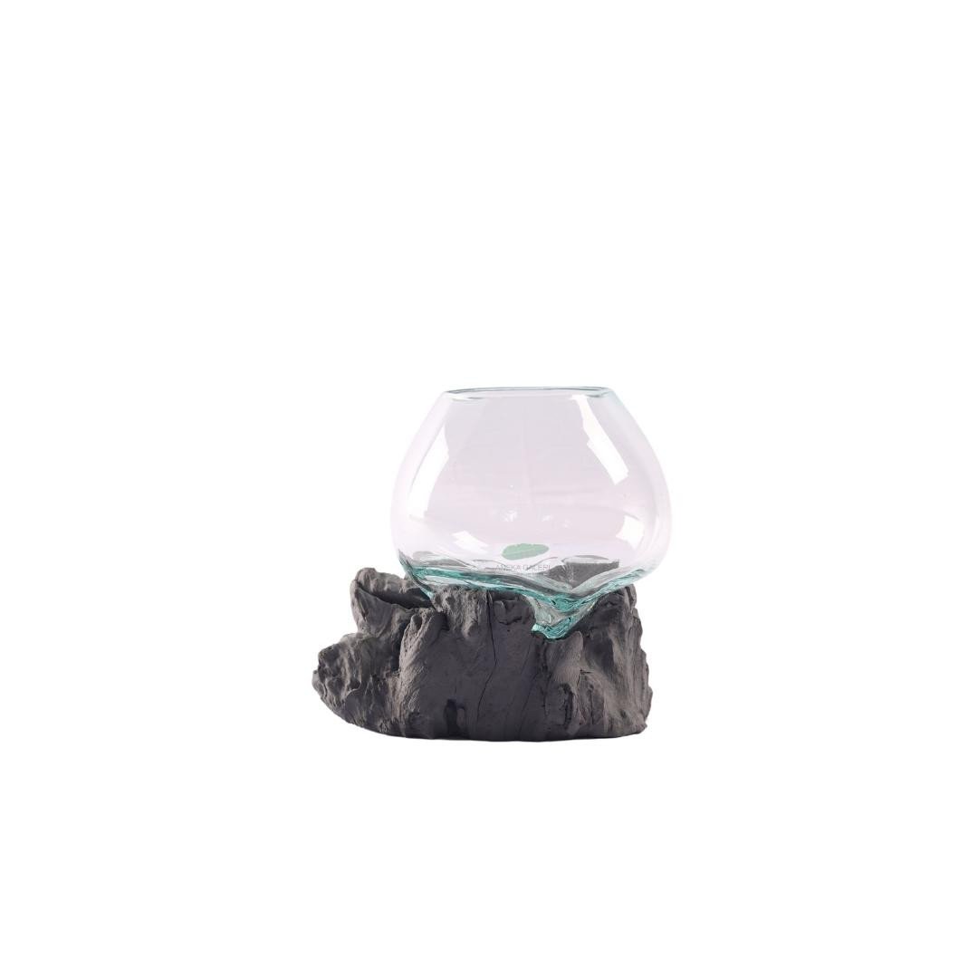 Root with glass 20x20x20cm, LIGHT GREY