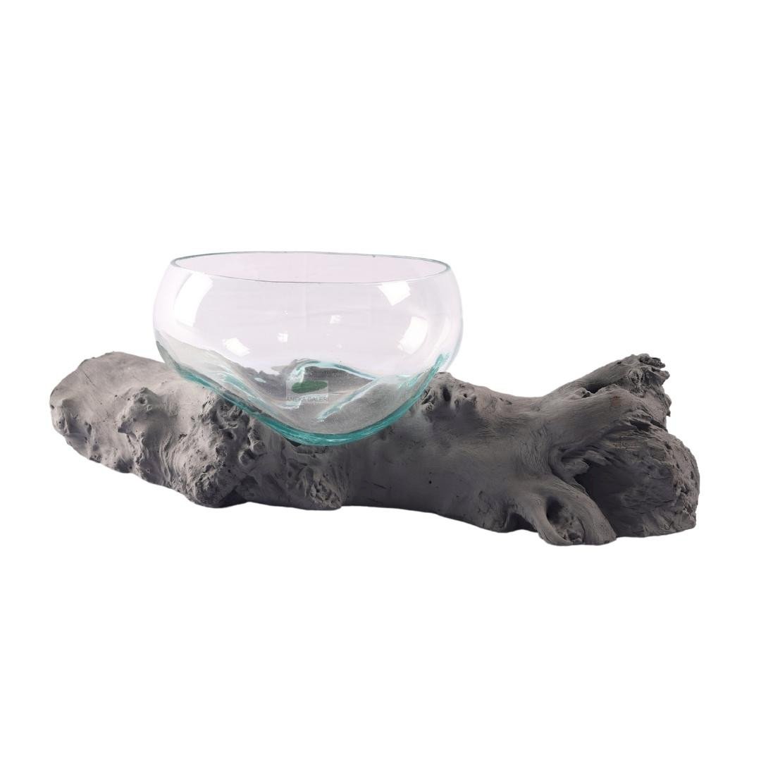 Root with glass 25x25x40cm, LIGHT GREY