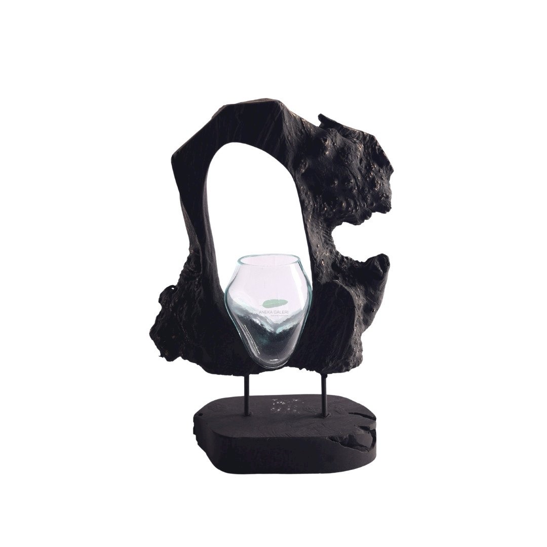Root with glass ca. 24x17x35cm
