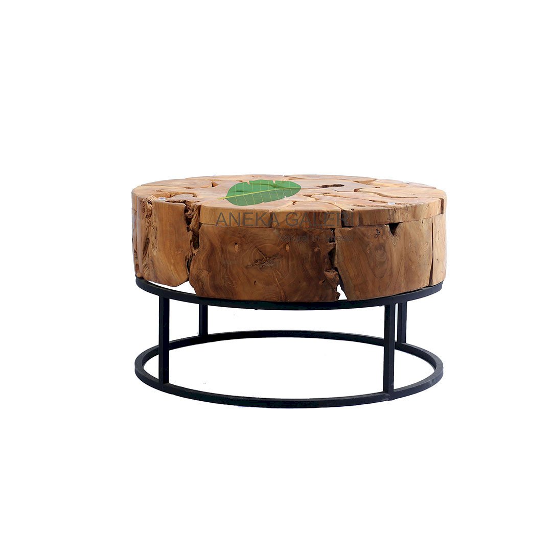 Round Teak Table/ 8mm glass