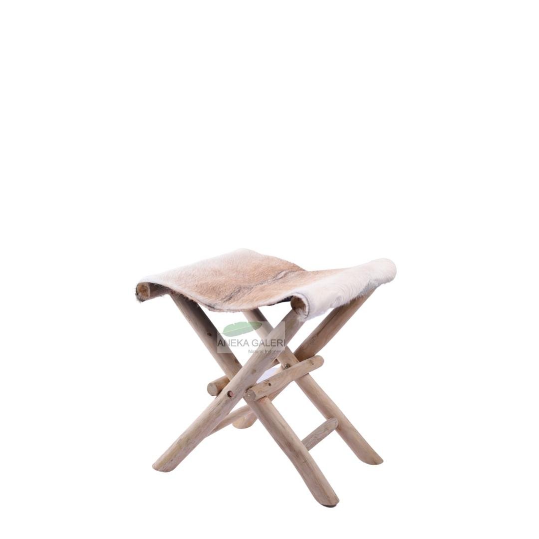 TB Folded Stool with goat hide