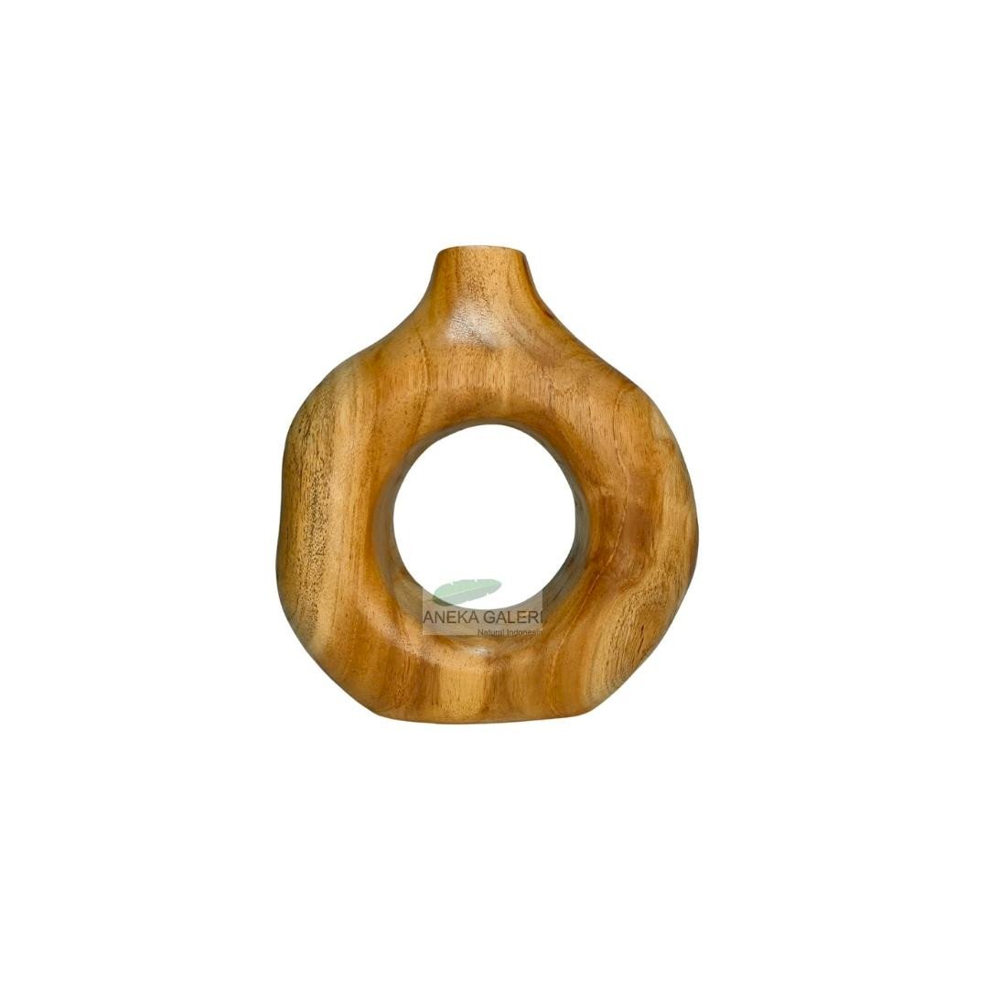 Teak Vase Donut M