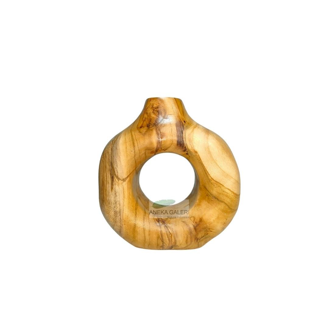 Teak Vase Donut S