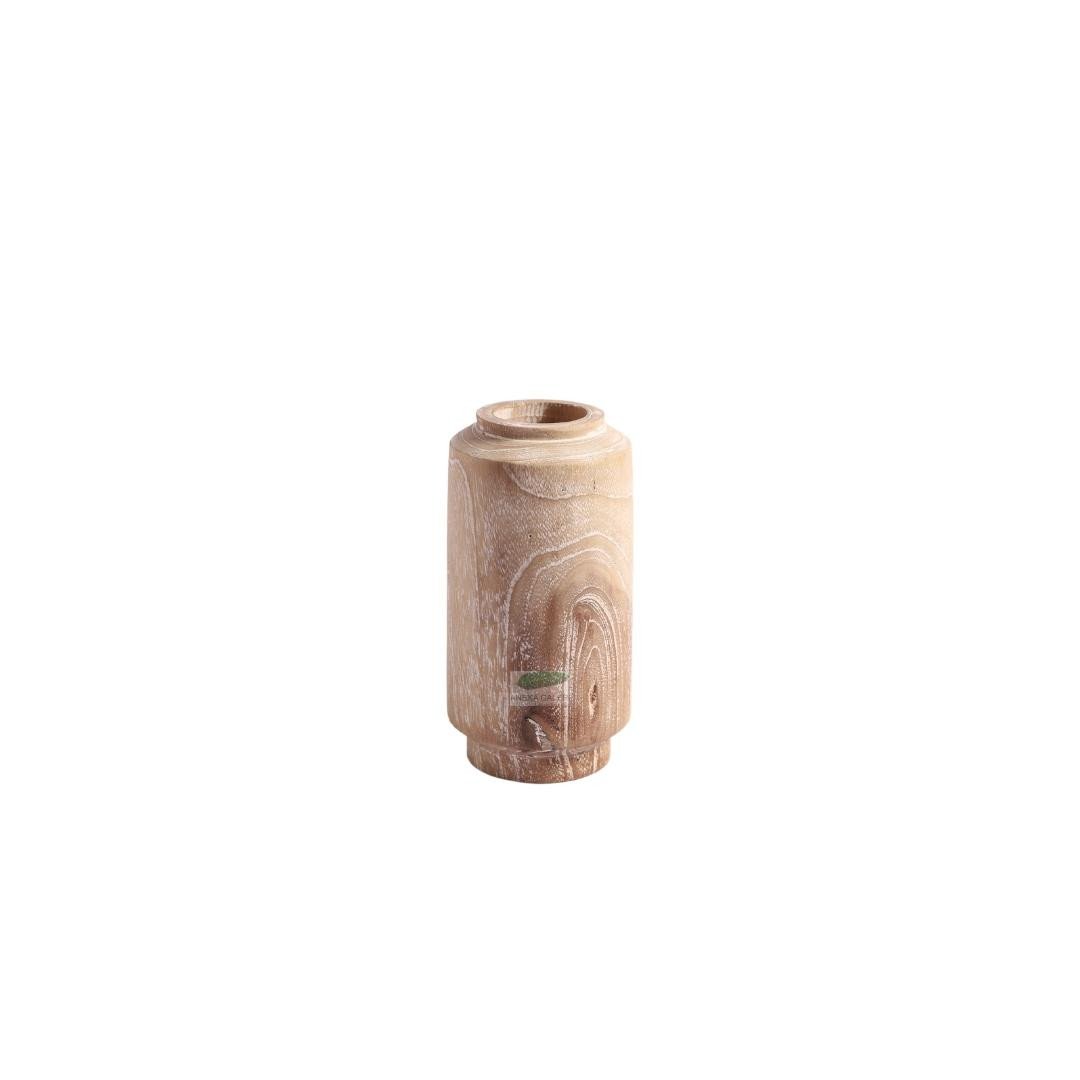 Teak Vase silinder WW, h.20,5cm