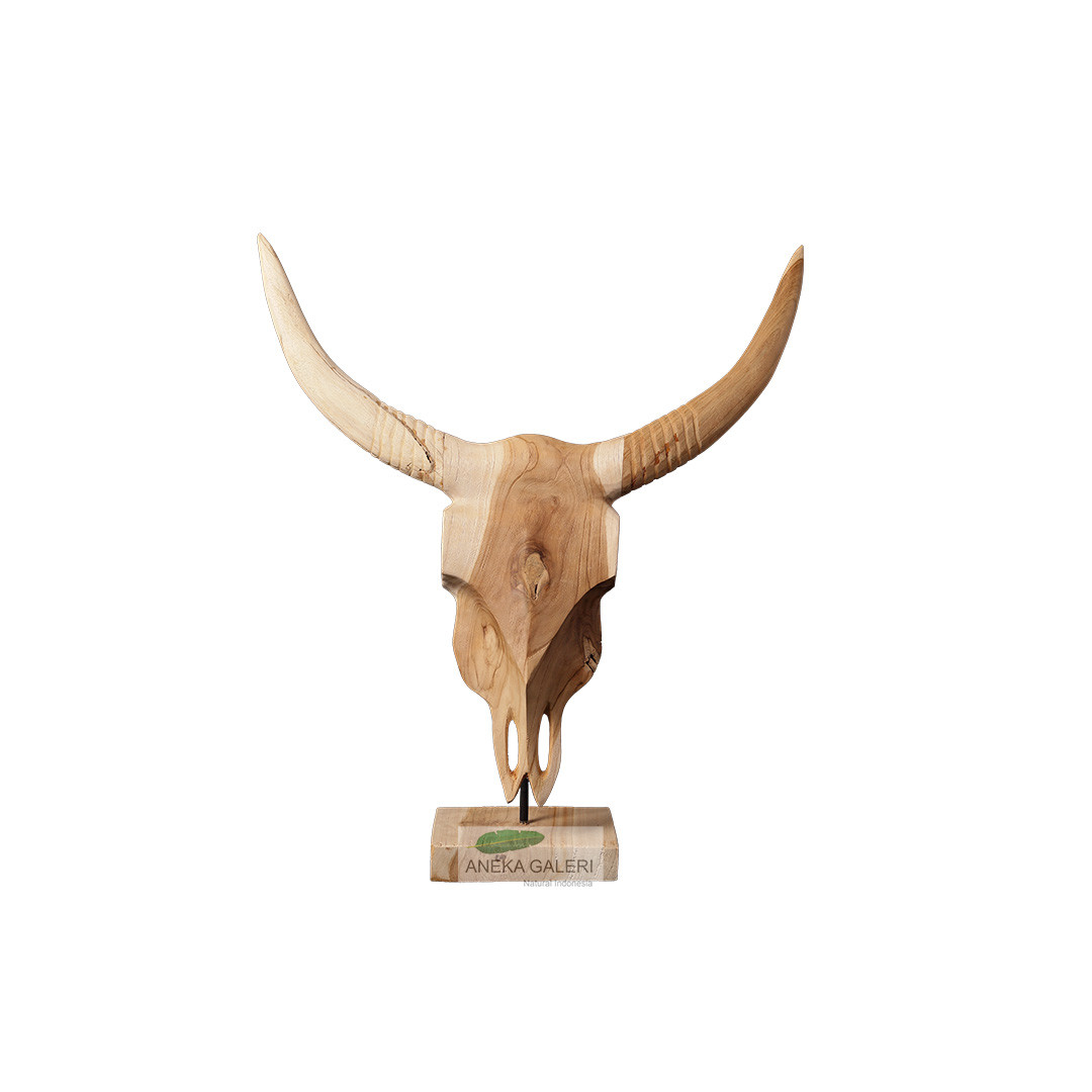 Teak Wood Buffalo on Stand